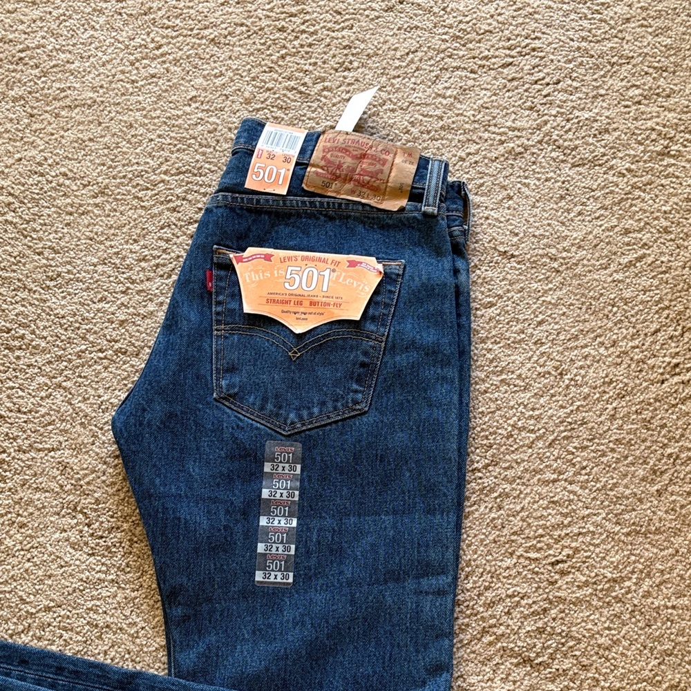 Levi's 501 Straight Leg Men's Dark Blue Jeans